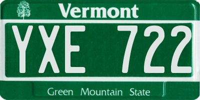 VT license plate YXE722