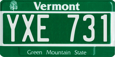VT license plate YXE731