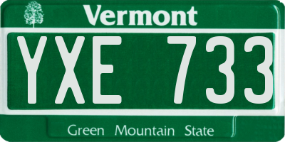 VT license plate YXE733