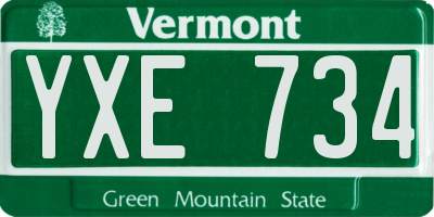 VT license plate YXE734