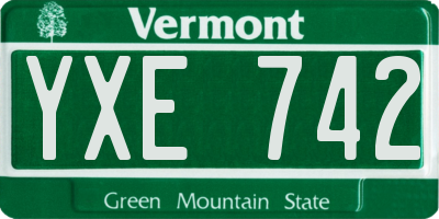 VT license plate YXE742