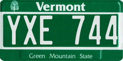 VT license plate YXE744