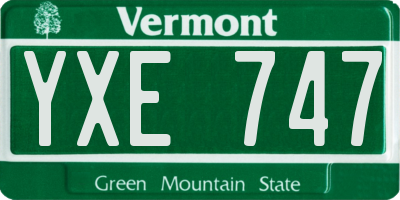 VT license plate YXE747