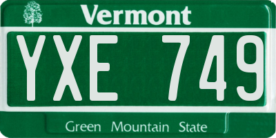 VT license plate YXE749
