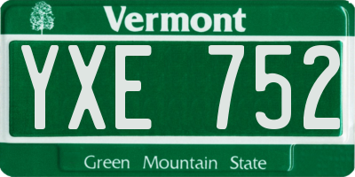 VT license plate YXE752