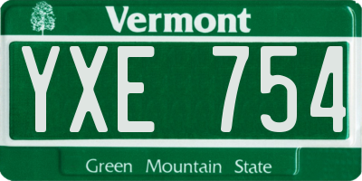 VT license plate YXE754