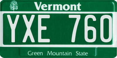 VT license plate YXE760