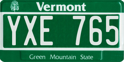 VT license plate YXE765