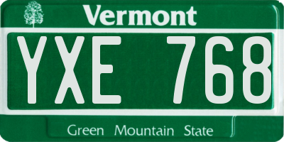 VT license plate YXE768