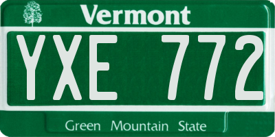 VT license plate YXE772