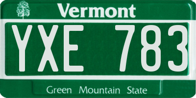 VT license plate YXE783