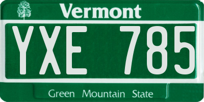 VT license plate YXE785