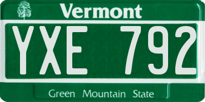 VT license plate YXE792