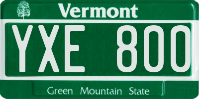 VT license plate YXE800