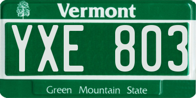 VT license plate YXE803