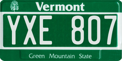 VT license plate YXE807