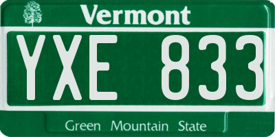 VT license plate YXE833