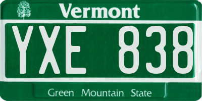 VT license plate YXE838