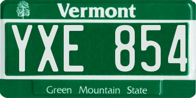 VT license plate YXE854