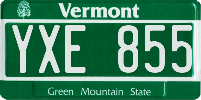 VT license plate YXE855