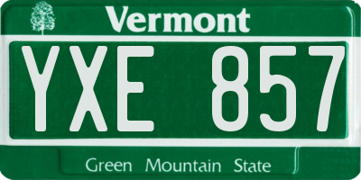 VT license plate YXE857