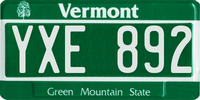VT license plate YXE892