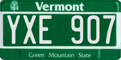 VT license plate YXE907