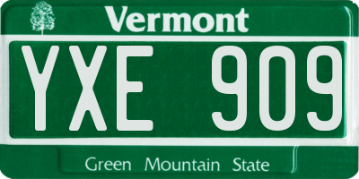 VT license plate YXE909
