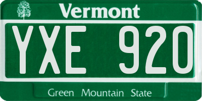 VT license plate YXE920