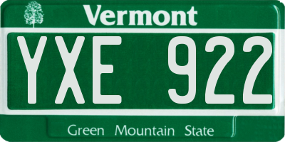 VT license plate YXE922