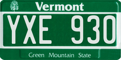 VT license plate YXE930