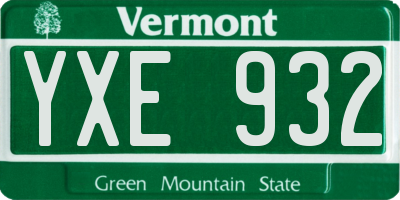 VT license plate YXE932