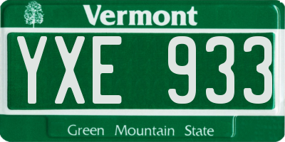 VT license plate YXE933