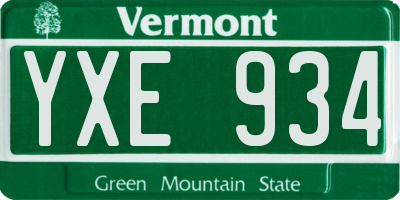 VT license plate YXE934