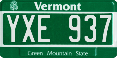 VT license plate YXE937