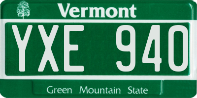 VT license plate YXE940