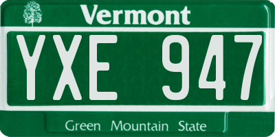 VT license plate YXE947
