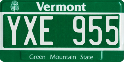 VT license plate YXE955