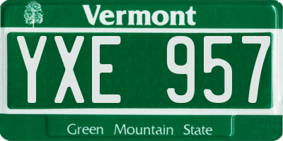 VT license plate YXE957