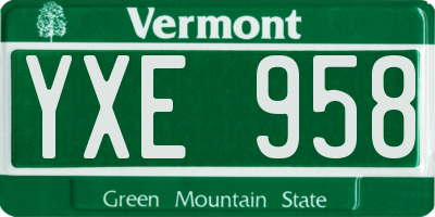 VT license plate YXE958