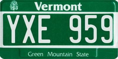 VT license plate YXE959