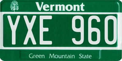 VT license plate YXE960