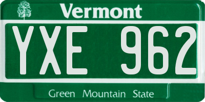 VT license plate YXE962