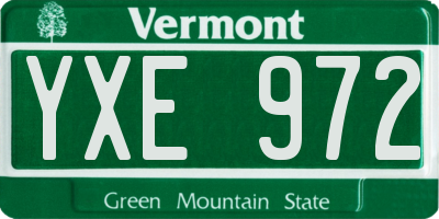 VT license plate YXE972