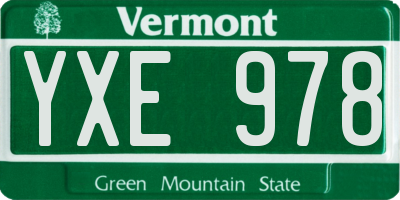 VT license plate YXE978