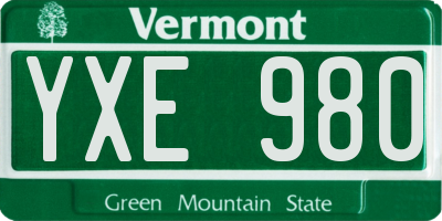 VT license plate YXE980