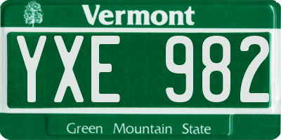 VT license plate YXE982