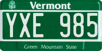 VT license plate YXE985