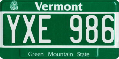 VT license plate YXE986