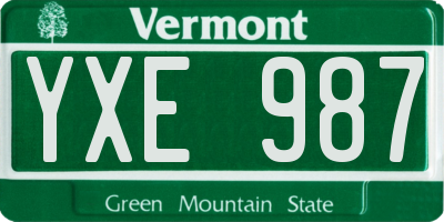 VT license plate YXE987